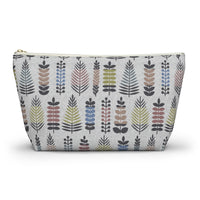 Stamped Leaves Accessory Pouch w T-bottom in Black